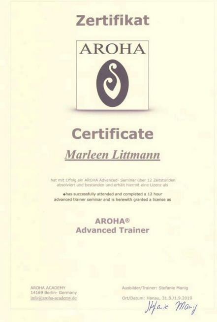 Marleen Littmann AROHA Advanced Trainer 2019