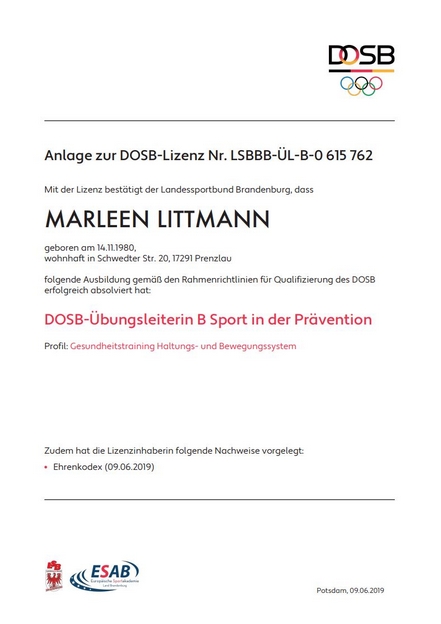 Marleen Littmann Trainer Lizenz B 2019 Teil 2