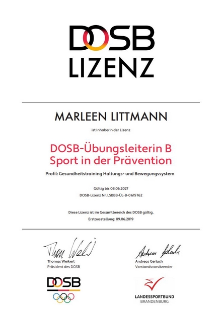 Marleen Littmann Trainer Lizenz B 2023 Teil 1